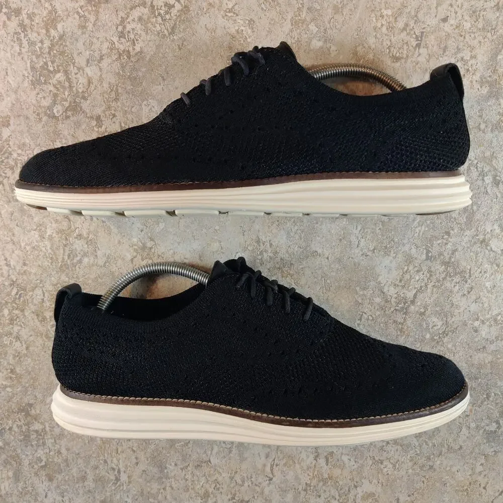 Cole Haan Mens 9.5 M Original Grand Knit Wingtip II Black Ivory‎ C27959